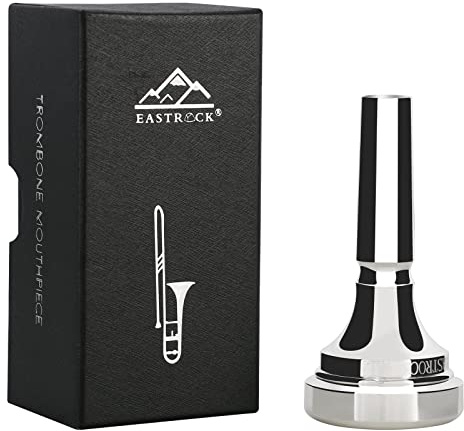 EASTROCK Trombone Mouthpiece,Silver Plated Trombone Mouthpiece Large Shank 4AL, Trombone Instrument Accessories Vacuum Packed