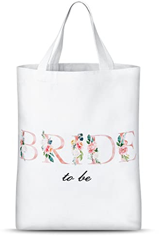 Weewooday Borsa Tote Bianca Bride To Be Lavabile Pieghevole in Cotone Borsa Tote per Matrimonio Regali per Ragazze Donna Damigella d'Onore Borsa da Sposa Grande Borsa da Team Bride Futuri Sposi