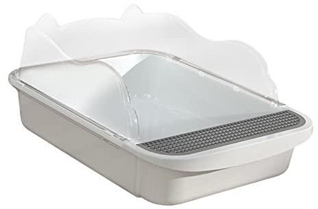 SM SunniMix Bac à litière pour Chat Toilette Chaton bac à litière empêcher Les fuites de Sable Anti-éclaboussures, 43x28x18cm Blanc