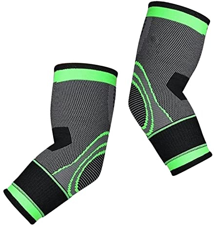 RiToEasysports Ellenbogenbandage, 1 Paar Ellenbogenbandage für Männer, Atmungsaktiv, Gleichmäßiger Druck, Stretch, Grün, Sport-Ellbogenbandage für Basketball, Tennis