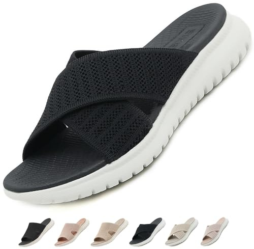 ZDQ Sandales Femme Été Confortable Orthopédique Chaussons Legere Chaussures Plate Claquettes Noir 40