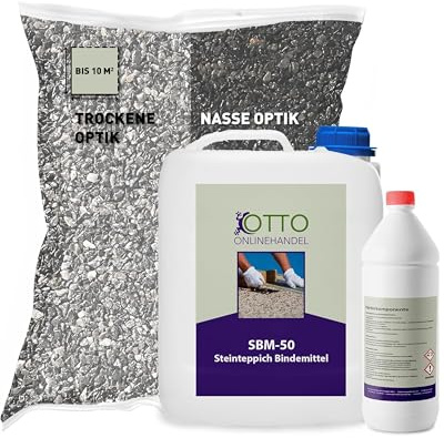 ST-EP Steinteppich Komplett-Set (Grigio Carnico) für ca. 10m² inkl. 2K Epoxidharz Bindemittel, natürlicher Steinboden, Marmorkies