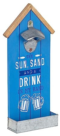 Déco murale marine : Décapsuleur Vintage, Sun Sand and Drink Beer, H 30 cm