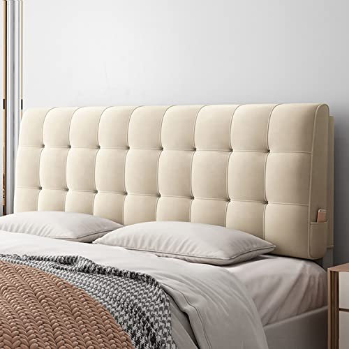 ZZYK Einfarbiges Bett Rückenlehne Rechteckiges Kopfteil Gepolstertes Wandkissen Tatami Stützkissen Übergroßes Bett Bolster Abnehmbares Kopfteil Lendenkissen,Weiß,No Headboard 74.8