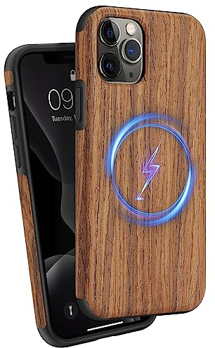 ZZDZZ Coque Magnétique pour iPhone 11 Pro Max [Compatible avec MagSafe] Étui en Bois et TPU Protection Antichoc Housse pour iPhone 11 Pro Max