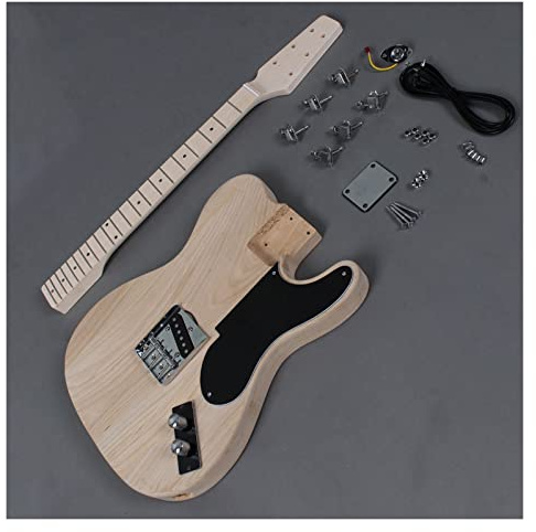 Fachmann E-Gitarren-Bausatz New Ash Body Maple Neck 21 Frets Unfinished DIY E-Gitarren-Set-Kit Selbstbau Gitarrenkit