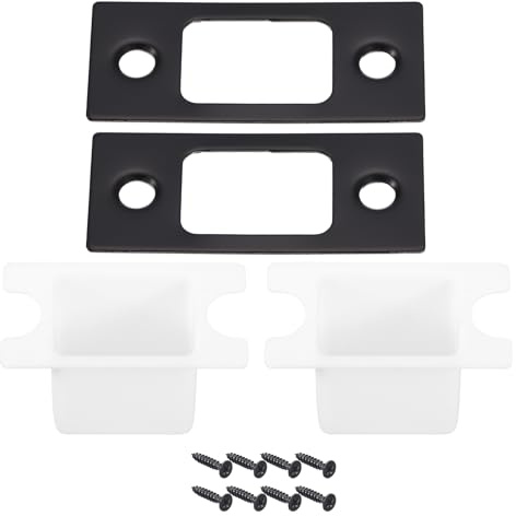 sourcing map Edelstahl-Sicherheitsschließblech, 2 Stück 57mm x 25,5mm 201 Edelstahl Reparaturschließblech mit Box für Türzarge Türpfosten, Schwarz