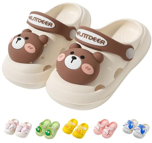 DRECAGE Mules et Sabots Enfants Pantoufles Chaussures Mixte Bébé Fille Garçon Chaussons Eté Piscine de Jardin Clogs Sandales de Plage à Enfiler Beige 22 EU