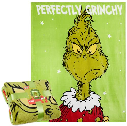The Grinch Fleecedecke, Flauschige Kuscheldecke 150 x 130 cm - Geschenke Kinder (Grün)