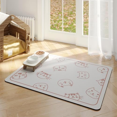 Napfunterlage Hund Hochwertige rutschfest Hundenapf Unterlage Mit Katzen Und Hunde Motive SaugfäHige Schnelltrocknend Futtermatten FüR Haustier Futtermatte Pet Hundefutter Mat (50x70 cm,Farbe 2)