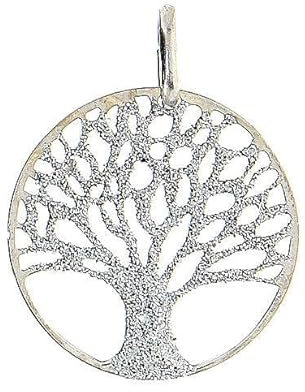 Holyart Ciondolo Rotondo Argento 925 Albero Vita diamantato 2 cm