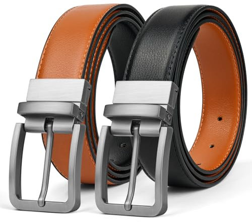 AUYAO Bälten för män justerbart läderbälte nylon automatiskt bältesspänne passar alla tillfällen, Uppgraderad – 110 cm – svart gul, Waist28-45 adjustable,Length43