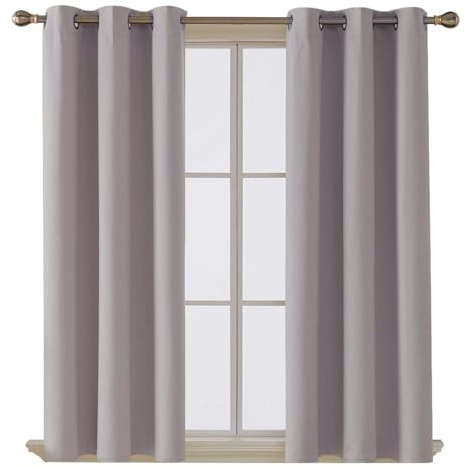 Thermal Blackout Curtains - Energy Efficient, Light Blocking, Insulated Window Drapes - (106cm x 160cm) - (LIGHT GREY, W 42 x L 63)
