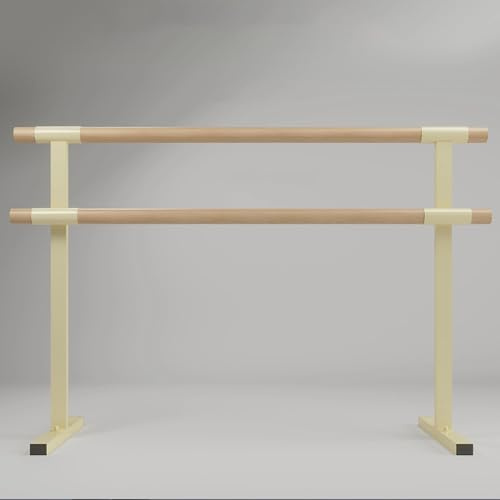 jiajulashou123 Barra de Ballet para Casa Barra de Baile Doble Portátil para Niños Adultos Barra de Danza de Madera Recubrimiento de Goma Antideslizante para Estiramiento,Equilibrio (125 * 65 * 105cm)