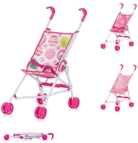 Chipolino Puppenbuggy Lily klappbar, Doppelräder, ab 3 Jahren, Schiebehöhe 57 cm, Farben:rosa pink