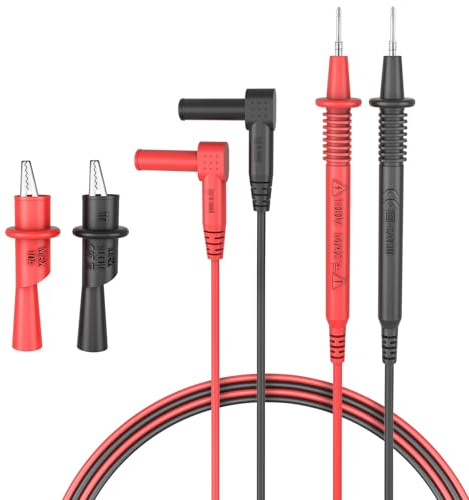 Ensemble de Câbles de Test Multimètre avec Pinces Crocodiles, Câbles de Test Isolés CAT III 1000V avec Pinces Crocodiles Filetées, Pointes de Test Filetées 4mm