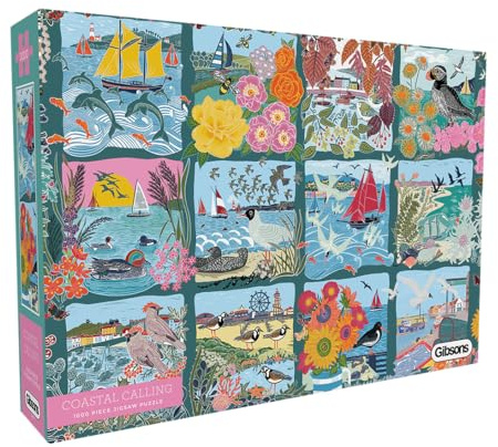 Gibsons Coastal Calling 1000 Piece Jigsaw Puzzle Beautiful Colourful Seaside Wonders Artwork Sustainable Jigsaw for Adults Teens | Premium 100% Recycled Board Great Gift Gibsons Games