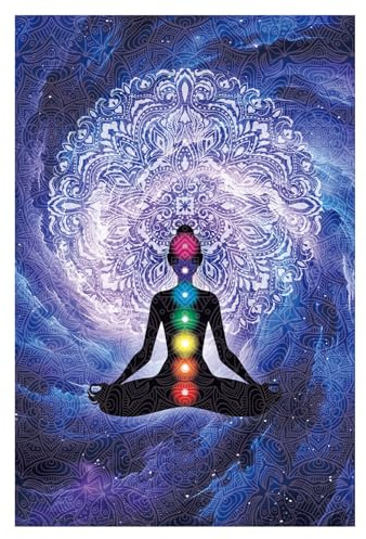 BOXOB Meditation Tapestry Wall Hanging, Seven Chakra Yoga Vertical Meditation Tapestry for Wall Decor Chakra Gift for Home Bedroom College Dorm Decoration