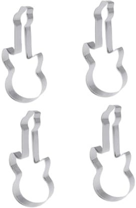 CIYODO 4piezas Troquel De Corte De Guitarra Molde Cortador De Galletas De Acero Inoxidable Herramienta De Hornear Para Hacer Galletas Forma De Guitarra Para Decoración De Pasteles y