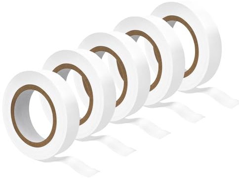 ARCPNRT Nastro isolante per elettricisti in PVC, 5 pezzi autosaldante, 15 mm x 10 m, per riparazione e raggruppamento di cavi (bianco)