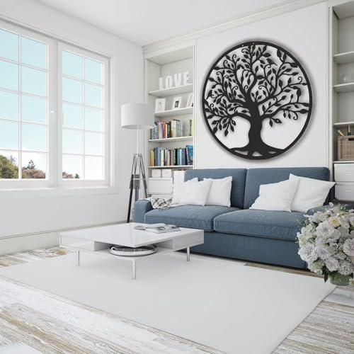 Lebensbaum Wanddeko Großer Baum des Lebens Wanddeko Metall Hängende Wanddekoration Wanddeko Schlafzimmer Für Schlafzimmer Wohnzimmer Indoor Büro 60 * 60cm