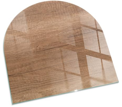 Piastra per camino e stufa 100x100 cm Design Elegante Arco Resistente alle Alte Temperature Protezione del Pavimento di Vetro Temperato Resistente a Scintille - Modello in legno naturale