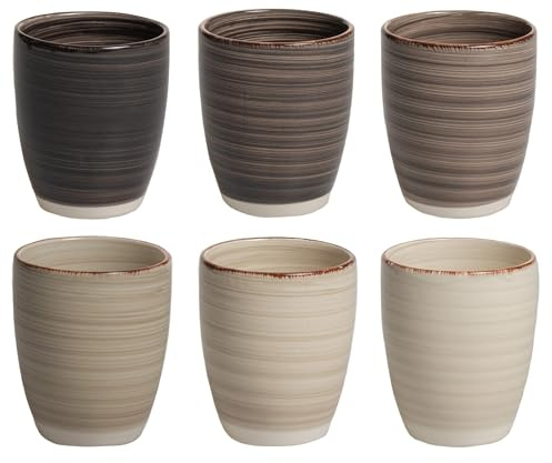Cookinglife Delice | Becher ohne Henkel 6-teilig | 350ml | Keramik | Teetassen | grau | spülmaschinenfest | mikrowellenfest | backofengeeignet
