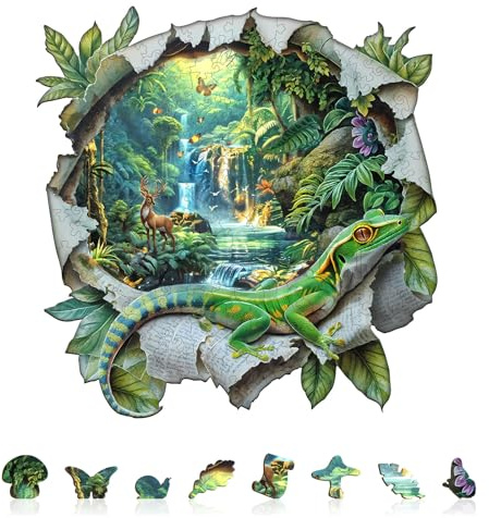 KAAYEE Holzpuzzle Erwachsene, Papierwelt Holz Puzzle Erwachsene, Unregelmäßige Einzigartige Puzzle, Einzigartige TierföRmige Holzpuzzles, mit Geschenkbox aus Holz (L)