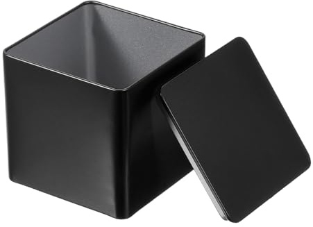 PATIKIL Metal Tea and Tin Set 3.35x3.35x3.35, Airtight Storage Square Container with Lid for Loose Tea Coffee Candy Treats Gifts Spice DIY, Black