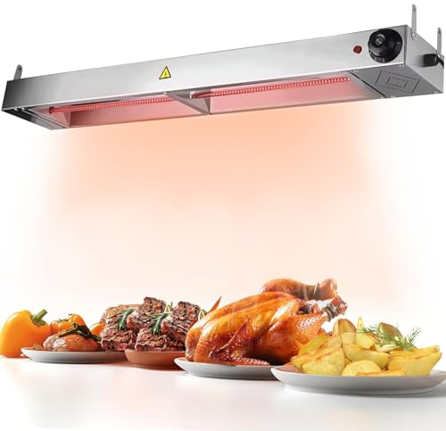 Lampe Chauffante Cuisine Professionnelle, Lampe Chauffe Plat Buffet Suspendue avec Bouton de Contrôle de la Température, Lampe Chauffe-Plats Commercial pour Hôtels, Buffets, Cuisines (1PC, 120cm)