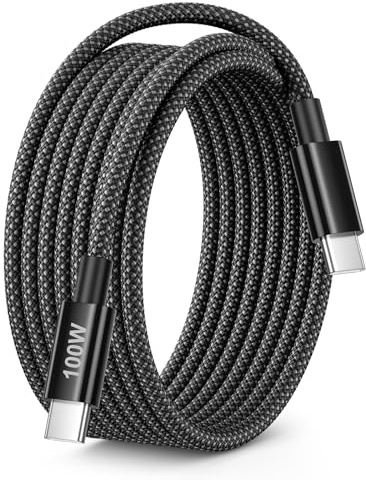 Cable USB C a USB C Carga Rapida 3M 100W Cable Cargador Tipo C Carga Rapida | Nylon Cable Tipo C 3 Metros para Phone 17 16 15 Pro Max/Plus, iPad Pro/Air, MacBook Pro/Air, Samsung Galaxy S25/S24
