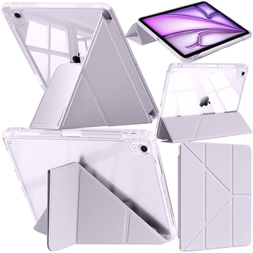 A-BEAUTY Coque pour iPad Air 13 Pouces (M4) 2026/(M3) 2025/(M2) 2024 Violet | avec Porte-Stylo, Légère Étui Housse Transparente Antichute, Pochette à Rabat Multi-Vues, Réveil/Sommeil Auto
