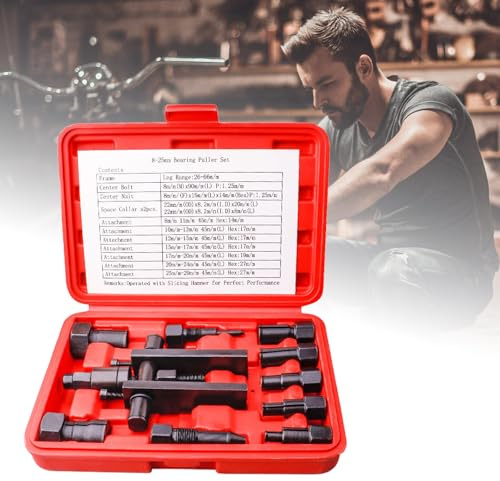 Leikurvo Juego de 10 extractores de rodamientos interiores de motocicleta de 8 a 25 mm, extractor de rodamientos de rueda ajustable, extractor de rodamientos de bolas con maletín de almacenamiento