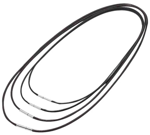 Yeenano Leder Halskette,4 STK Lederkette Kette Lederband,Schwarz Kunstleder Halskette,Lederkette mit Verschluss Herren,Lederkettes Schwarz Damen für Ketten,für Armbänder Halsketten DIY Handwerk