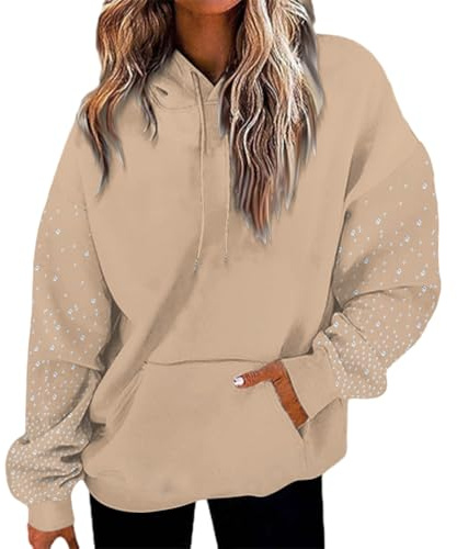 Damtröjor träningströjor damer huvtröjor för kvinnor Storbritannien eleganta damtröjor tröja väder toppar halloween tröja stickad tröja överdimensionerade huvtröjor jumper träningskläder, Khaki, M