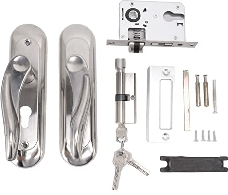 Hapivida Set serratura porta con maniglie, cilindro e chiavi in acciaio inox, kit completo per installazione su porte interne casa, dimensioni standard
