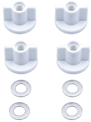 ZhuPu 4 Pcs Toilet Seat Fittings, Plastic Wing Nuts, Metal Washers, Hinge Replacement, Bottom Fixing Kit, for Bathroom Repair