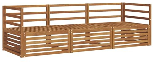 Mhdvray 3-Teiliges Gartensofa aus Massivholz Akazie - Modernes Loungesofa für Garten, Terrasse und Balkon - Modularer Outdoor-Dreisitzer Natur mit Armlehnen, 245,5x83x73 cm