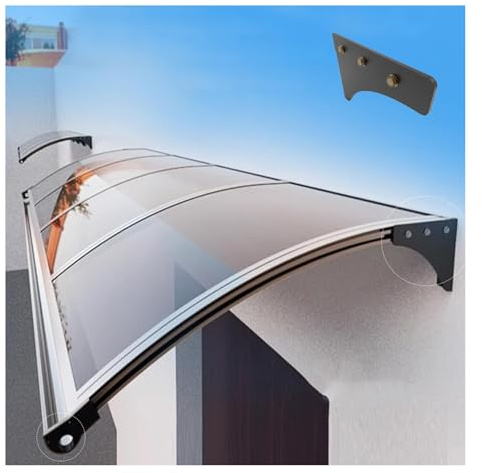 Modern dörrbaldakin – 60 x 300 cm transparent och aluminium, slish entréskydd, väderskydd för ytterdörren – enkel inllat