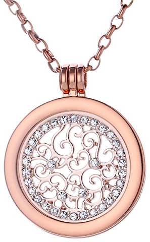 Morella Halskette Damen mit Anhänger und Coin 33 mm in Schmuckbeutel rosegold 70 cm Edelstahl