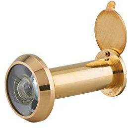THIRARD - Spioncino Sicurezza - 160° - Ottone Lucido - Resistente al Fuoco 40 min - Per Porte d'Ingresso - Montatura Massiccia - Otturatore - Sistema Ottico 3 Lenti - Ø 14 mm - Giallo/Dorato