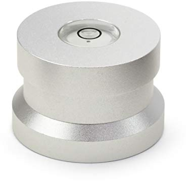 Dynavox Single Puck ASP3, adapter av aluminium för 45 enkla vinylskivor, integrerad trollslända för skivspelarens justering, silver