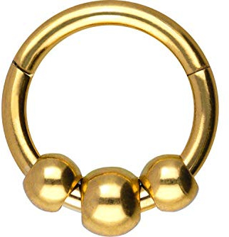 PIERCINGLINE Chirurgenstahl Segmentring Clicker | 3 Kugeln | Piercing Ring Nase Septum Ohr Helix Tragus | Farb & Größenauswahl
