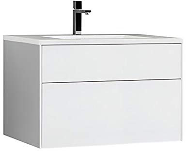 StoneArt Badmöbel Set mit Mineralguss Waschbecken und Unterschrank Waschtisch als Einzel- oder Doppelwaschbecken mit Unterschrank ohne Armaturen Venice VE-0800-II weiß 80cm