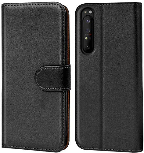 Verco Handyhülle für Sony Xperia 5 II Hülle, Bookcase Tasche Flipcover für Sony 5 2 Case [Kartenfächer/Aufstellfunktion], Schwarz