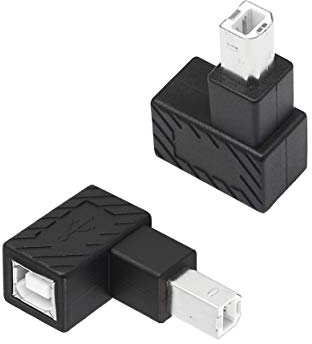 YACSEJAO - Adattatore per stampante USB 2.0 di tipo B, 90 gradi, USB 2.0 B maschio a femmina di tipo B, per stampante, scanner, HDD mobile e altro ((angolo di basso))