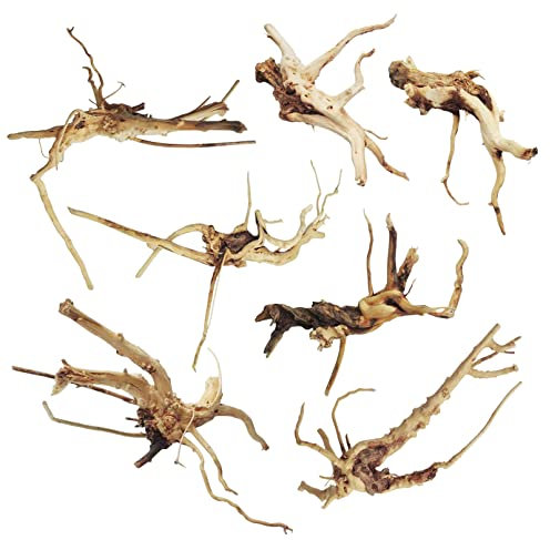 kathson Aquarium Driftwood Reptile Branches Wood Natural Spiderwood Driftwood for Aquarium 5-6 7 Pcs Terrarium Ornament Trunk Fish Tank Log Habitat Decoration Tree Stump Decor Assorted Sizes Wood