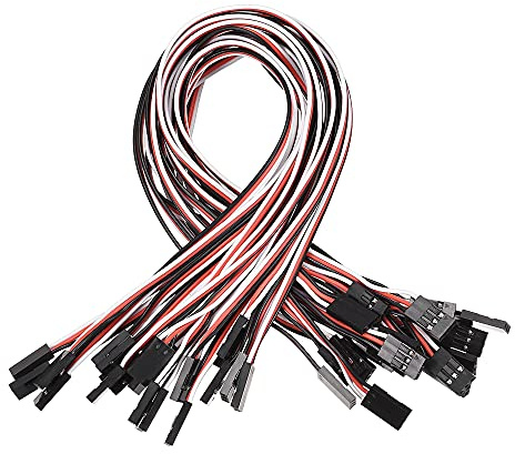 sourcing map 20pcs 3-Pin Servo Extension Cable Cord Connectors Lead Wire Male to Male 26AWG 30-Cores Servo Receiver Wire