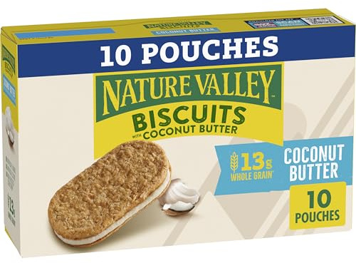 Nature Valley Panini con biscotti al burro di cocco, 10 ct, 14 once | Biscotto al cocco tostato con ripieno cremoso di cocco, 13 g di cereali integrali per porzione, senza aromi artificiali