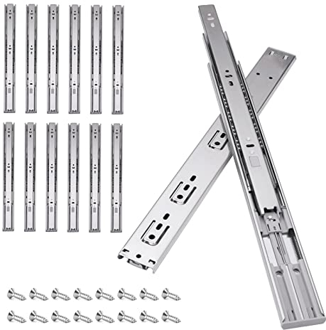 HLC Schubladenschienen vollauszug 6 paar (12 Stück), 30 cm Weiche Selbstschließende Schienen für Schubladen, Kugellager Gleitschiene 3-fach vollständig dehnbar Seitenmontage schubladenführungen